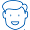 Smiling man's face icon representing patient care in dental periodontics practice.